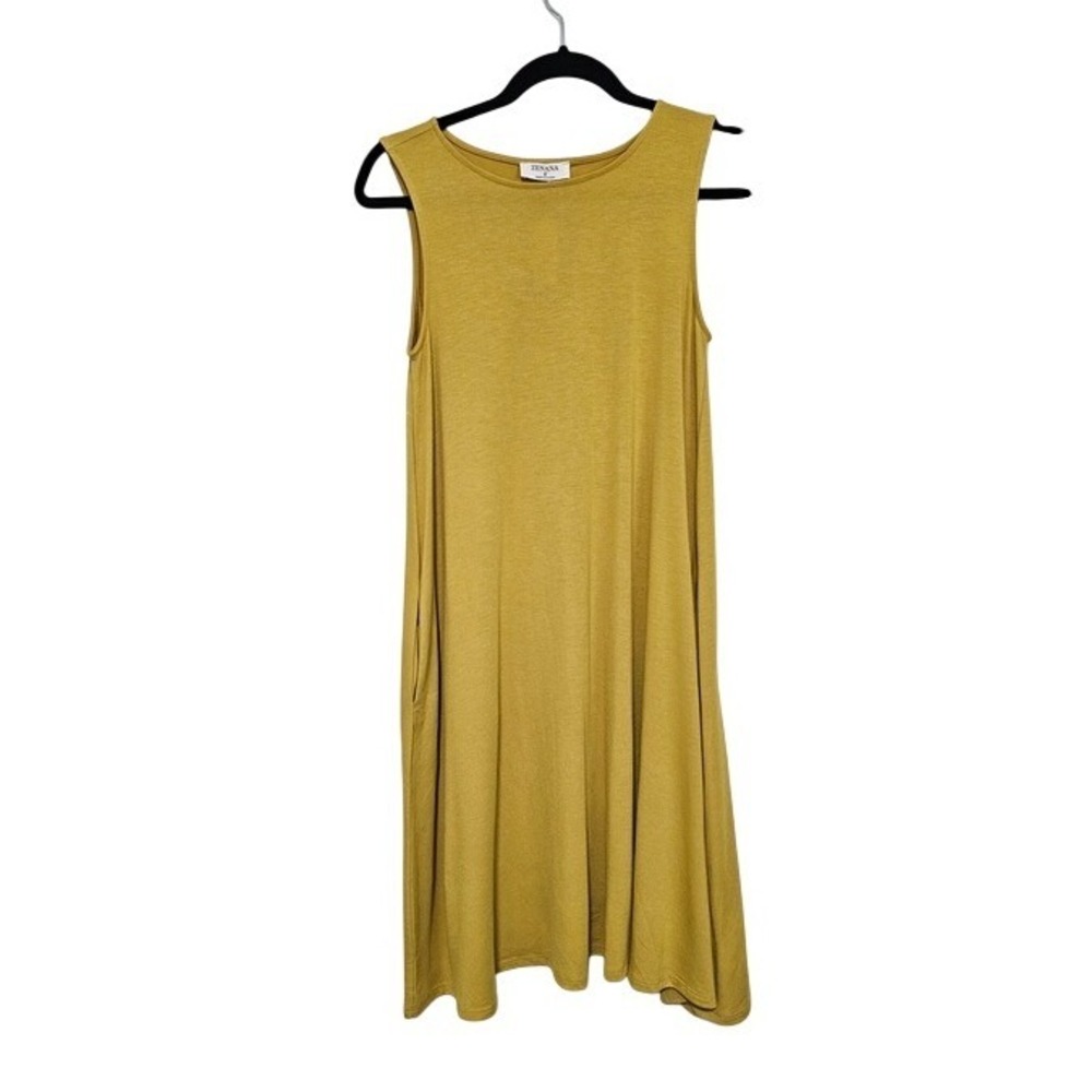 Zenana Swing Dress S Mustard Yellow Sleeveless Pockets Casual Vacation NWT ~